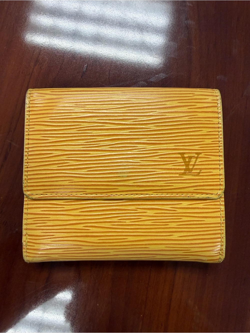 Authentic Louis Vuitton Yellow Epi Leather Compact Wallet